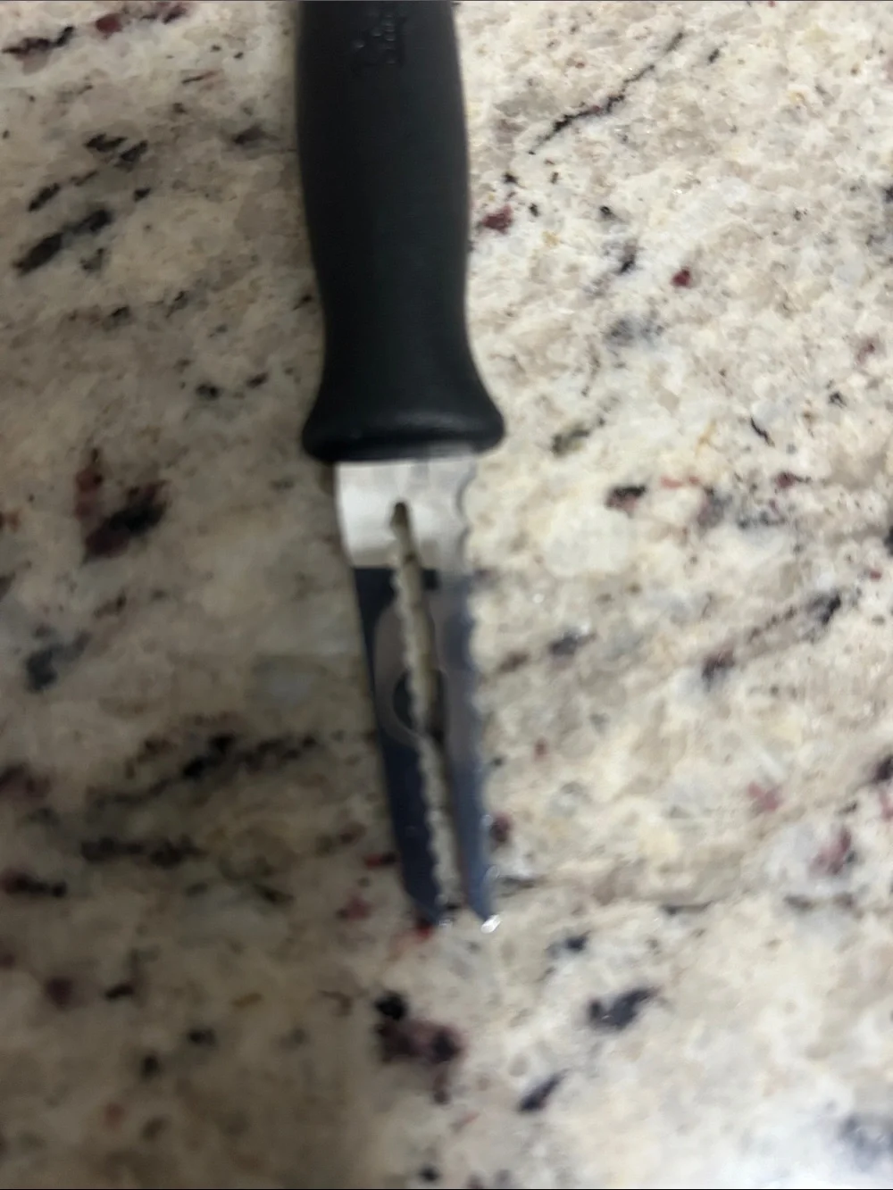 Pampered Chef Black Serrated two sided Grapefruit Knife in case